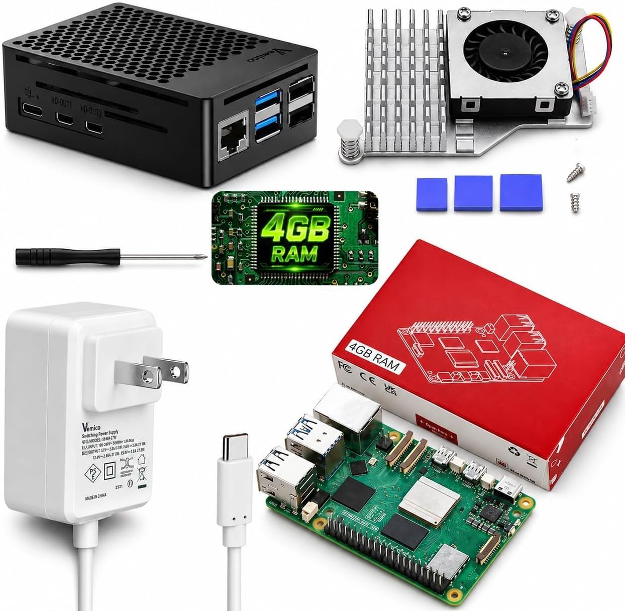 Amazon.co.jp: Vemico for Raspberry Pi5 4GBキット 日本技適取得済
